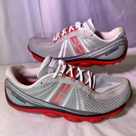 Brooks Gray and Red Athletic Shoes